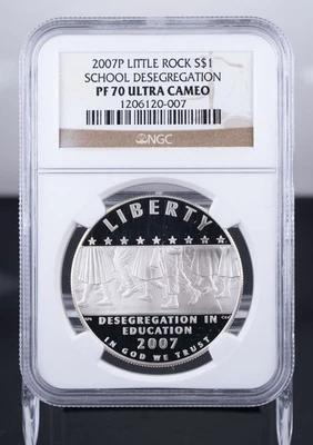 Certified 2007-P Silver $1 NGC PF70 UC Little Rock School Desegregation  - Image 1 of 4