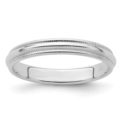 Sterling Silver 3mm Half Round Milgrain Band Ring - Image 1 of 4
