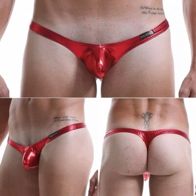 Men's Sexy Faux Leather Thong Underwear G-strings T-back Underpants S M L XL - Image 1 of 4