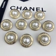 10 CHANEL PARIS BUTTONS GOLD WITH WHITE PEARL METAL 22MM VINTAGE