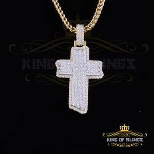 Colgante Cruz Amarillo Para Hombre y Mujer 3.0ct VVS D Moissanita Plata Esterlina Dije - Imagen 1 de 12