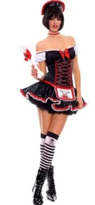 Costume da damigella pirata gotica sexy con sottoveste attaccata XS gambe musica  - Foto 1 di 2