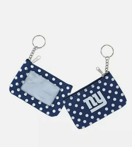 NFL New York Giants 5" x 3" Zippered Nylon Coin Purse Keychain Key Ring NEW Cover