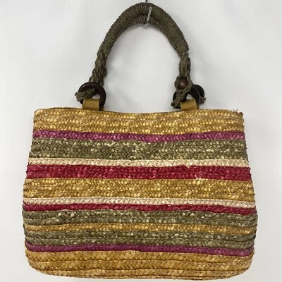 Croft & Barrow Womens Purse Straw Handbag Tan Snap Closure - Image 1 of 4