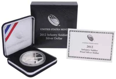 (1) 2012 W US Infantry Soldier $1 Commemorative Proof Silver Dollar w/ Box & COA - Image 1 of 2