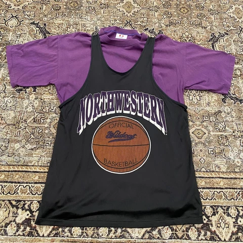 Vintage Northwestern Wildcats Basketball Jersey Shirt Men's Large Single Stitch Cover