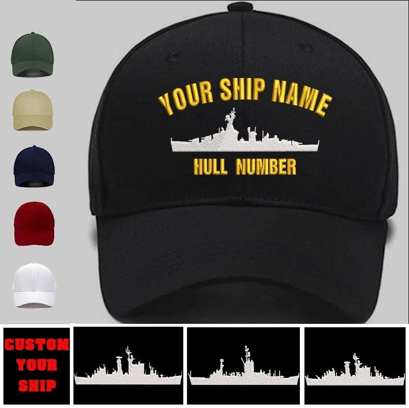 Sombreros bordados de barco de la marina de los Estados Unidos, recorte su barco USSN, envío personalizado de la marina de los Estados Unidos Foto 1 de 4