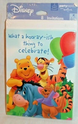 New - Disney Winnie The Pooh Piglet Tigger Birthday Party Invitations Hallmark  - Image 1 of 2