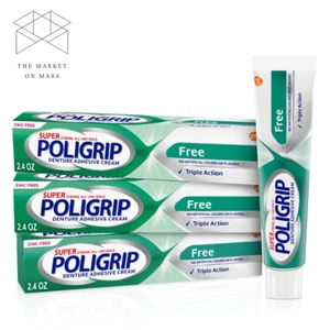 Super Poligrip Denture and Partials Adhesive Cream 2.4 Oz, 3 Pack Free Ship ✅✅✅ - Picture 1 of 11
