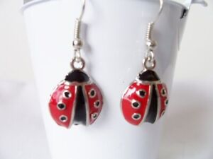 Ladybug metal earrings-ladybug earrings-ladybug jewelry- ladybug charm earrings