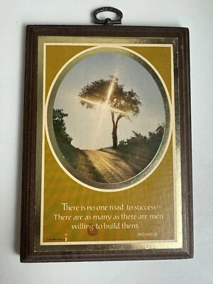 Placa de pared de madera vintage sello No One Road To Success años 80 marrón Foto 1 de 4