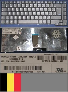 Clavier Azerty Belge HP 8510P 8510W 8510 NSK-H4D1A 9J.N8282.D1A 451019-A41 Noir - Photo 1/1