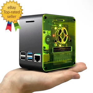 Raspberry Pi 4 Case, Aluminum Mini Tower Case with Cooling Fan and Color Changin - Picture 1 of 9