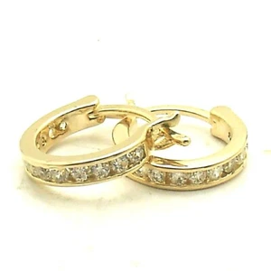 1/3 Ct Real Moissanite Hoop Earrings 14K Yellow Gold Plated Silver Mothers Day - Picture 1 of 9