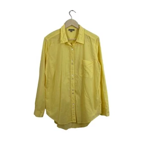 Lilla P Large Button Front Shirt Yellow Long Sleeve Cotton Blend Top Womens READ - Picture 1 of 12