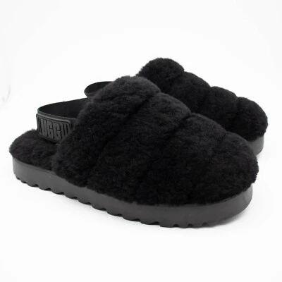 UGG Super Fluff Black Shearling Slingback Slippers Shoes 1121751 Womens Size 7 - Image 1 of 4