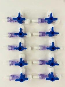 3-Way Stopcock Luer Lock Connection Adapter, Medical Stopcock, Sterile, 10 Pack - Picture 1 of 10