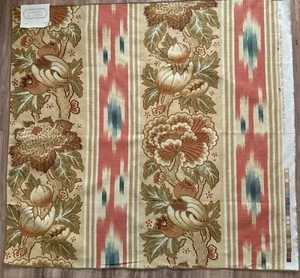 Osborne & Little Durbar Calicut Fabric Sample Tan Coral 1993 B7 - Picture 1 of 8