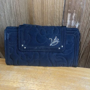 Vera Bradley Black Quilted Floral Lots of Departments Wallet 004-260 - Picture 1 of 7