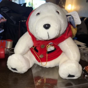 1993 Coca Cola Polar Bear Large Plush Stuffed Animal With Vest - Picture 1 of 6