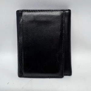 Vintage ROLFS Mens Trifold Leather Wallet Black Good Condition CC Slots - Picture 1 of 13