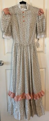 Replica  Women’s Sm Cotton Prairie Western Cowgirl Dress with Tie and Ruffles - Image 1 of 4