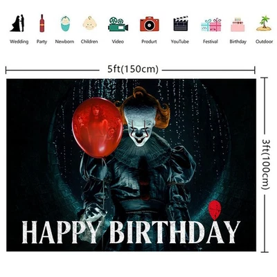 Welcome to Derry Pennywise Party Supplies Banner Backdrop Poster Vinyl - Image 1 of 4