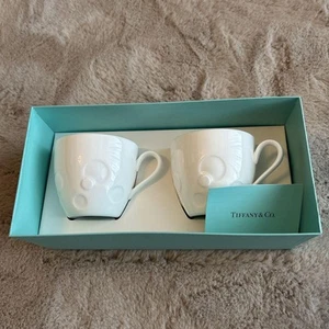 Tiffany & Co. Moons Mug Set Pair Porcelain Blue & White Unused Collectible - Picture 1 of 12