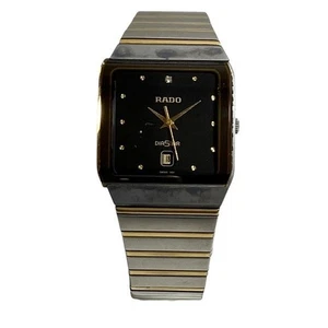 Reloj para hombre RADO DiaStar 129.0266.3 fecha esfera negra cuadrado Qz - Imagen 1 de 9