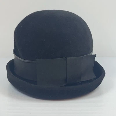 Valerie Modes Peachbloom Velour Hat Women Black Merrimac Union Made Vtg - Image 1 of 4