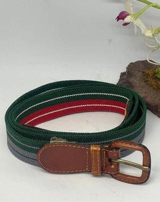 Cinturón elástico elástico a rayas para hombre nuevo sin etiquetas - gris y verde - talla 42" Foto 1 de 4