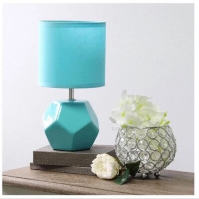 Simple Designs Round Prism Mini Table Lamp with Matching Fabric Shade - Image 1 of 4