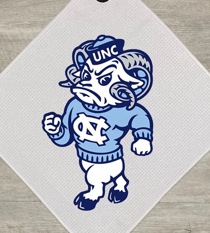 North Carolina Tar Heels Magnetic Golf Towel, 15x15, with carabiner, White Cover