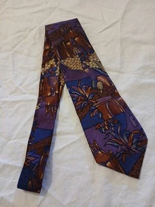 Adolfo Coture Necktie 100% Silk Multicolor Old World Buildings Made - Picture 1 of 6