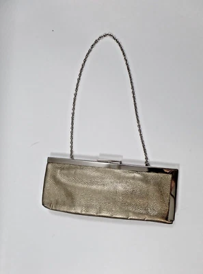 Calvin Klein Convertible Bronze / Gold Leather Framed Envelope Clutch - Image 1 of 4