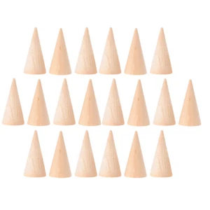 20pcs Jewelry Finger Ring Display Holder Stand Wood Cone Rack Show Case - Picture 1 of 11