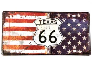 Texas US 66 Patriotic Flag License Plate Sign Metal 6x12inches New - Picture 1 of 4