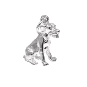 STERLING SILVER SITTING LABRADOR DOG CHARM - Picture 1 of 2