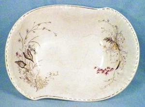 Johnson Brothers Vegetable Bowl Brown Transfer Leaves Pink Blue Flowers JB512 - Picture 1 of 8