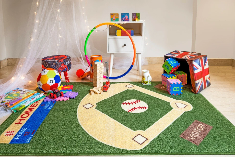 Baseball Field Ground Kids Play Area Rug Anti Skid Rubber Backing - 710 - Image 1 of 4
