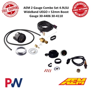 AEM 2 Gauge Combo Set 4.9LSU WideBand UEGO + 52mm Boost Gauge 30-4406 30-4110 - Bild 1 von 5