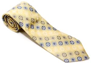 Jones New York Silk Tie Necktie 59" x 3.5" Yellow Blue Squares Geometric Vintage - Picture 1 of 6