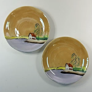 Vintage Esco Lusterware 5" Saucer Japan House on Sea Shore Fine China - Set of 2 - Picture 1 of 8