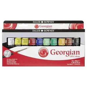 Daler-Rowney Georgian Oil Paint Studio Set 10/Pkg-With Free Brush - NEW - Picture 1 of 2