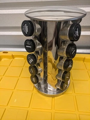 Kamenstein Chrome Kitchen 20 Glass Jar Revolving Lazy Susan Spice Organizer Rack - Image 1 of 4