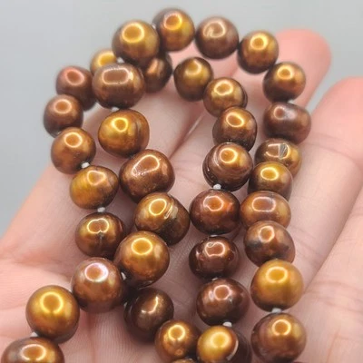 人造珍珠项链玻璃巧克力巴洛克棕色 16 — 第 1/4 张图片