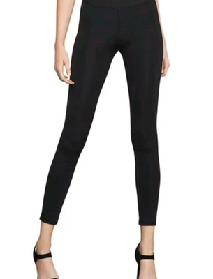 Leggings ponte cintura média comprimento tornozelo BCBG MAXAZRIA preta em excelente estado usado com zíper traseiro S - Imagem 1 de 4