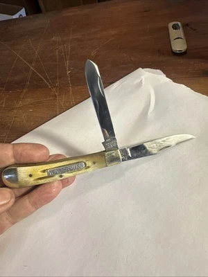 Cuchillo Winchester EE. UU. Ciervo Stockman Trappers 1976 Gran Mango de Ciervo - Nuevo Foto 1 de 4