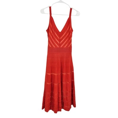 Vestido Temperley London Naranja Tejido Seda Sin Mangas Ajuste y Acampanado Fluido Midi Talla M Foto 1 de 4