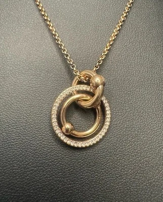 Colar feminino Folli Follie ouro rosa com pingente de círculo de cristal novo com etiquetas - Imagem 1 de 4